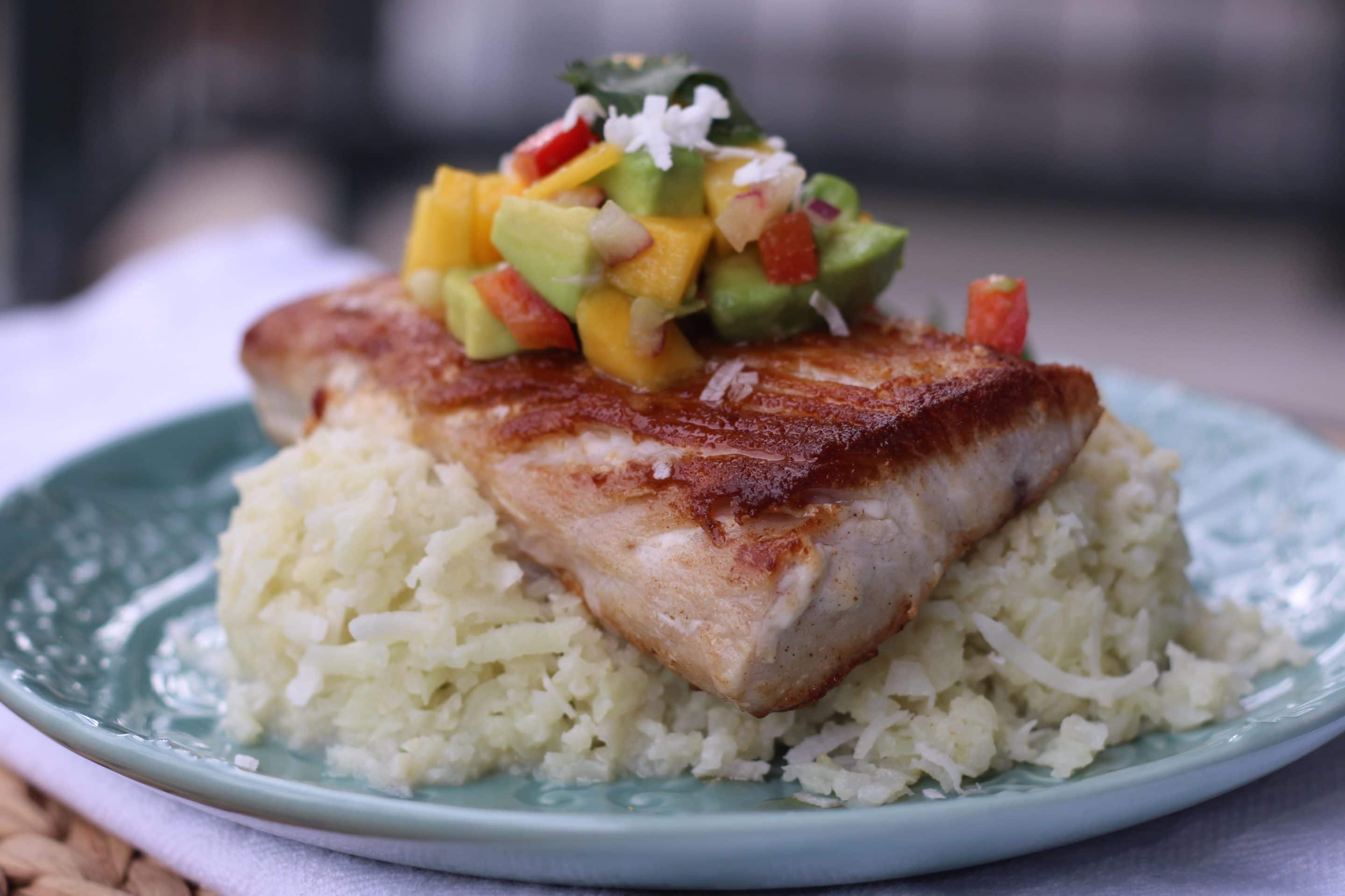 Pan Seared Mahi Mahi over Sticky Coconut "Rice" Integrative Family