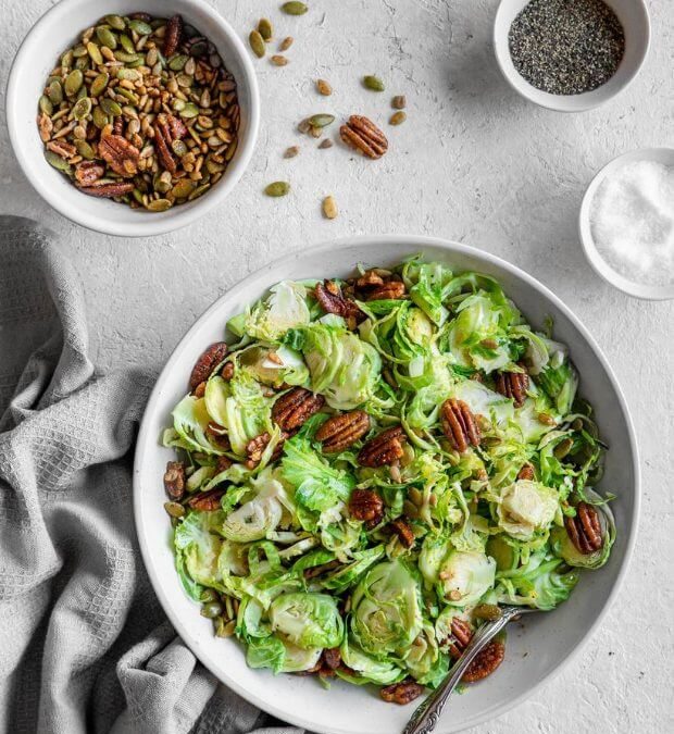 Crispy Brussel Sprout Salad with Lemon Dressing Integrative Family